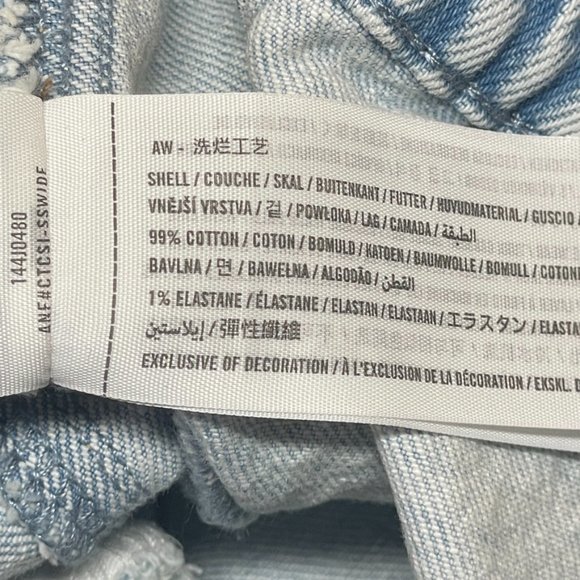 Abercrombie & Fitch Soft Blue Denim Jean Jacket Moto Elastic Waist - Picture 13 of 16